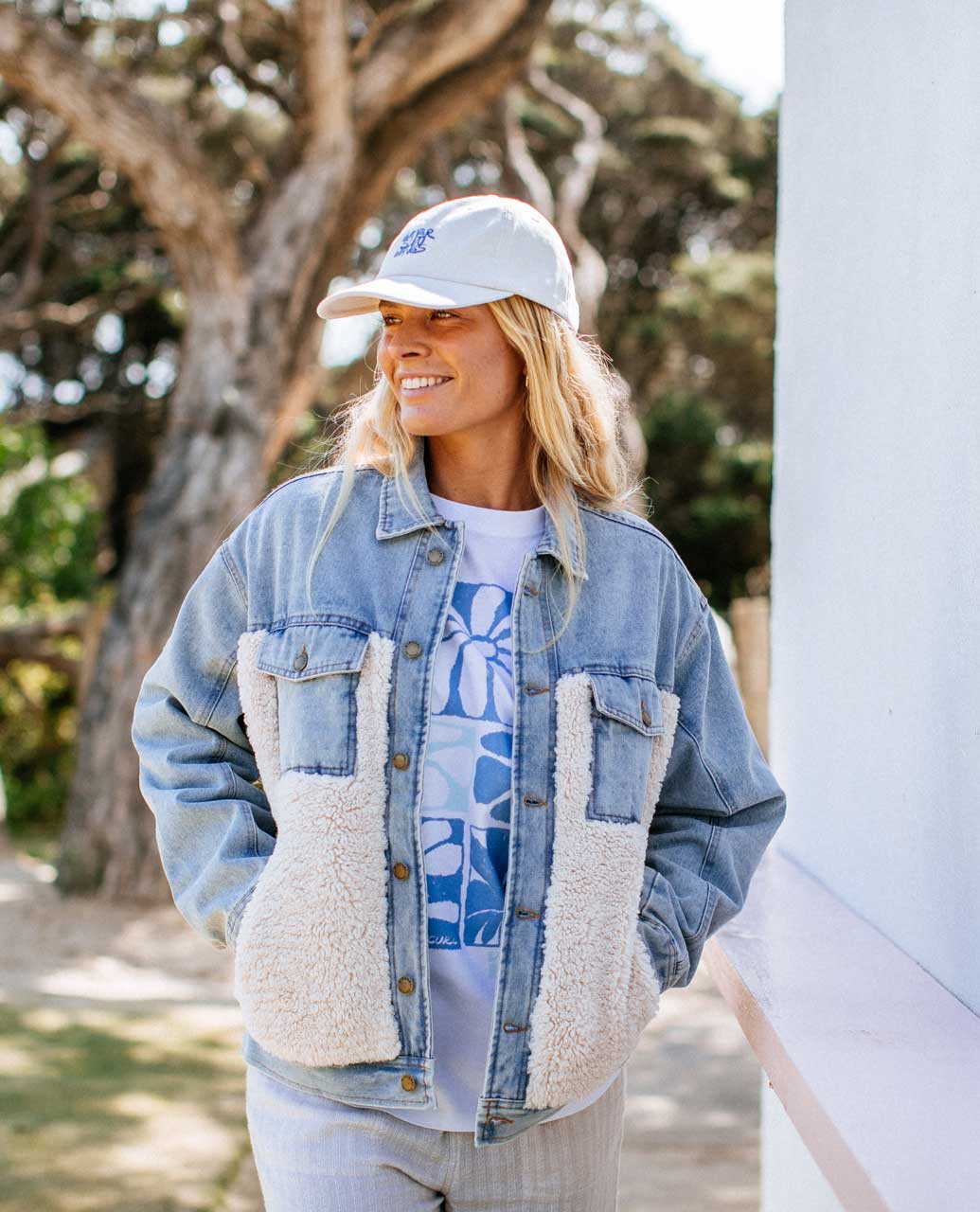 Rip Curl Cruisin' Sherpa Denim Jacket - Washed Blue 9756 – Sun