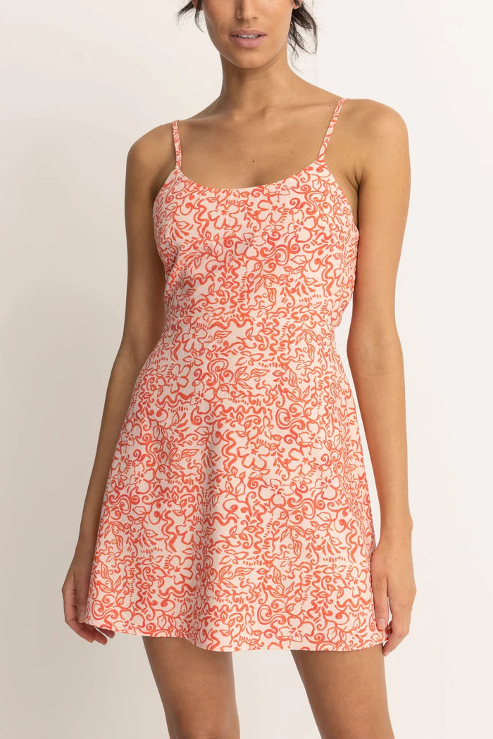 Rhythm Islander Floral Mini Dress CORAL Sun Diego Boardshop