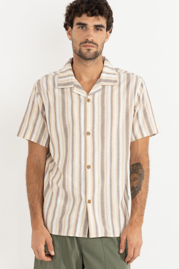 Rhythm Vacation Stripe Short Sleeve Shirt - Tobacco - Sun Diego Boardshop
