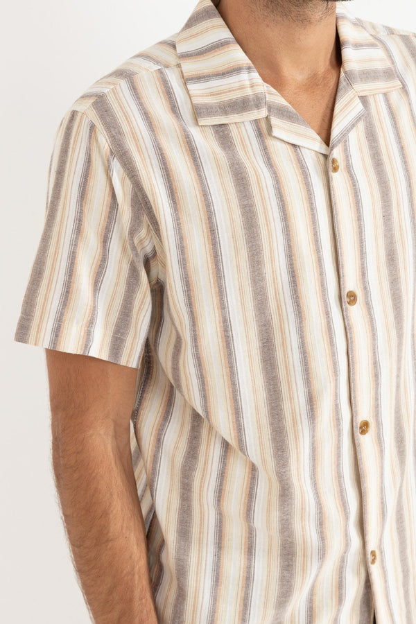 Rhythm Vacation Stripe Short Sleeve Shirt - Tobacco - Sun Diego Boardshop