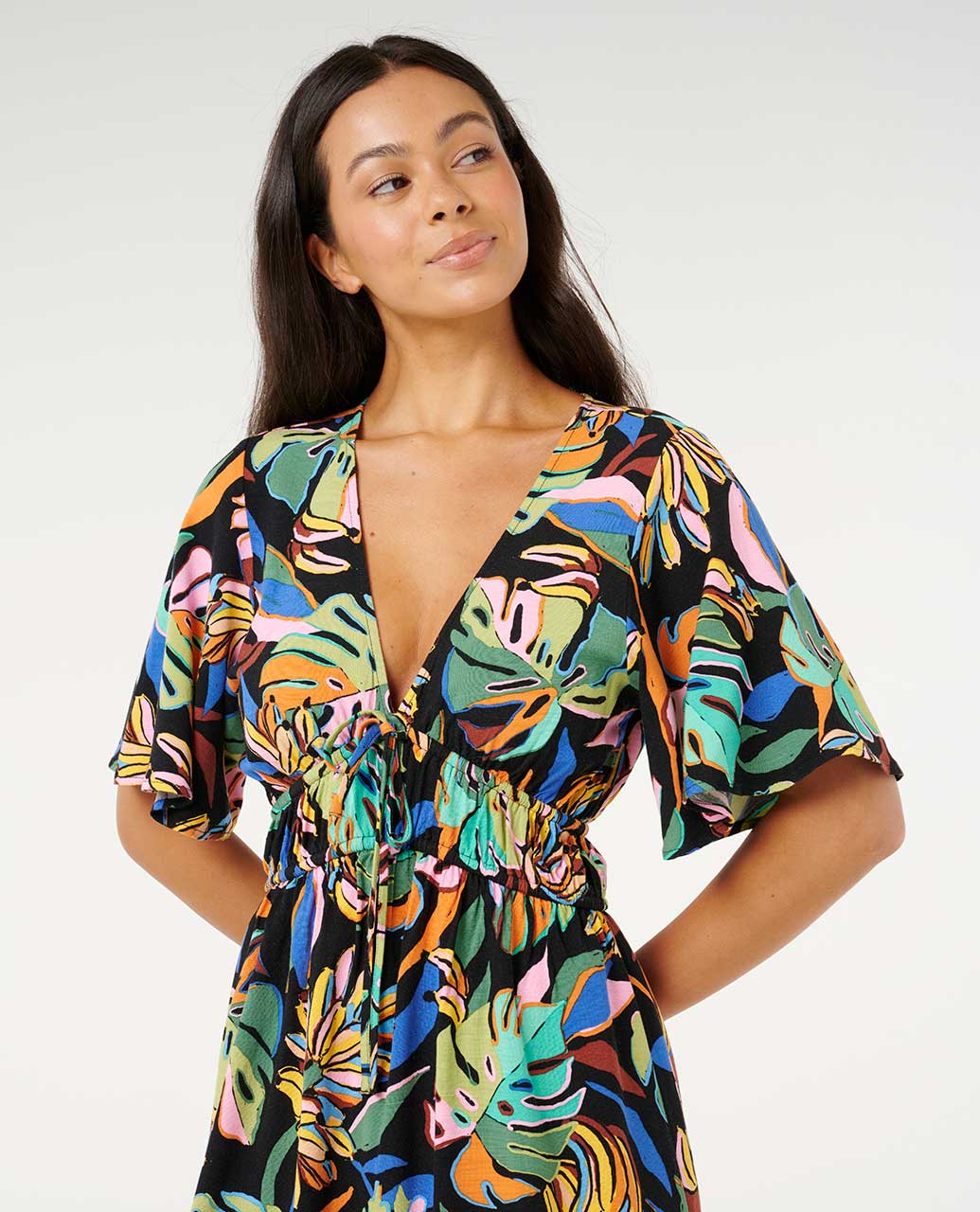 Rip Curl Sunset Luau Short Sleeve Mini Dress Rip Curl Sunset Luau Short Sleeve Mini Dress