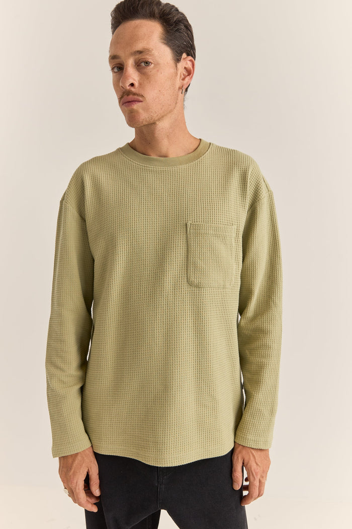 Rhythm Vintage Waffle Ls T-Shirt - FATIGUE | Sun Diego Boardshops