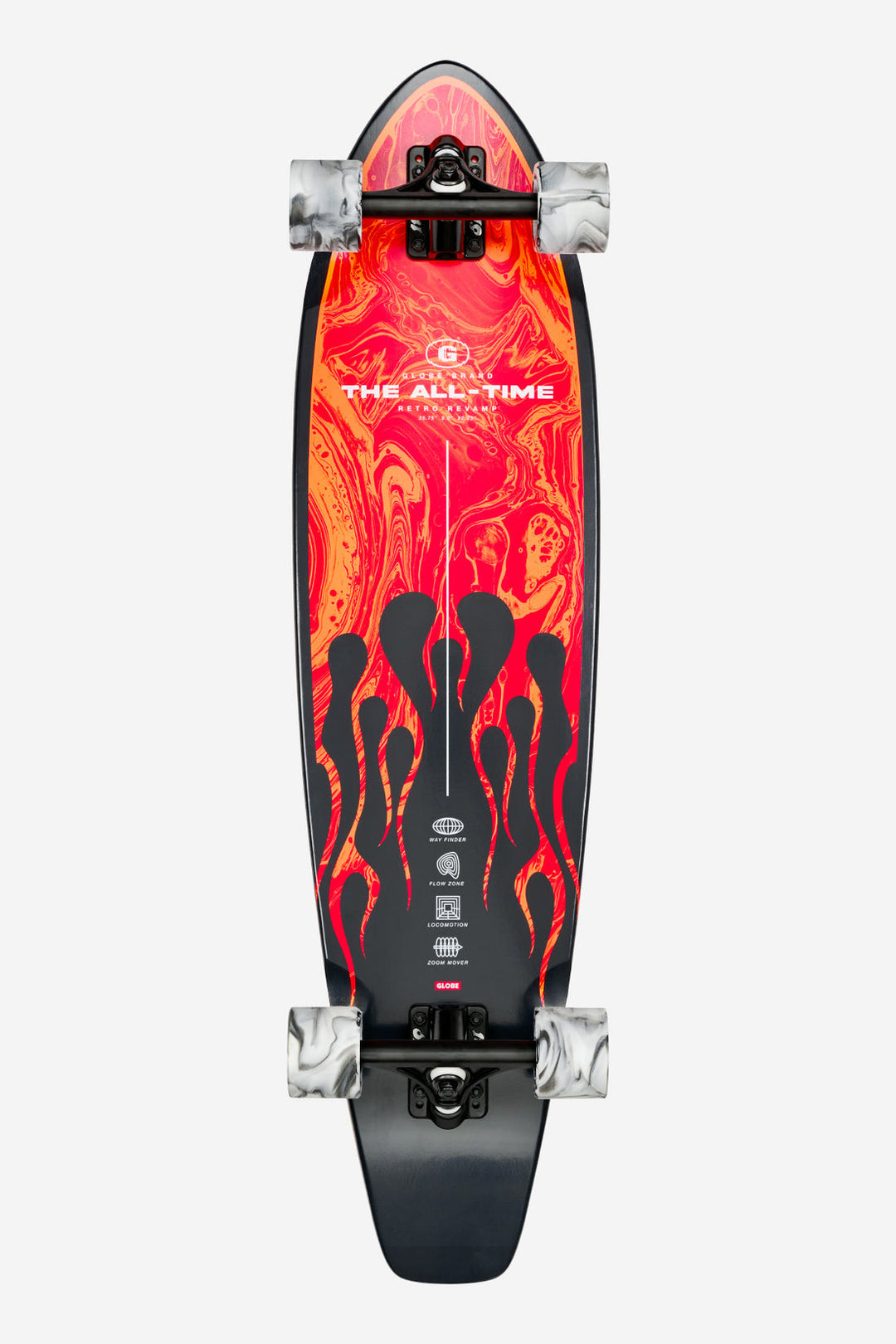 Globe The All-Time 35" Longboard - RED FLAMES - Sun Diego Boardshop