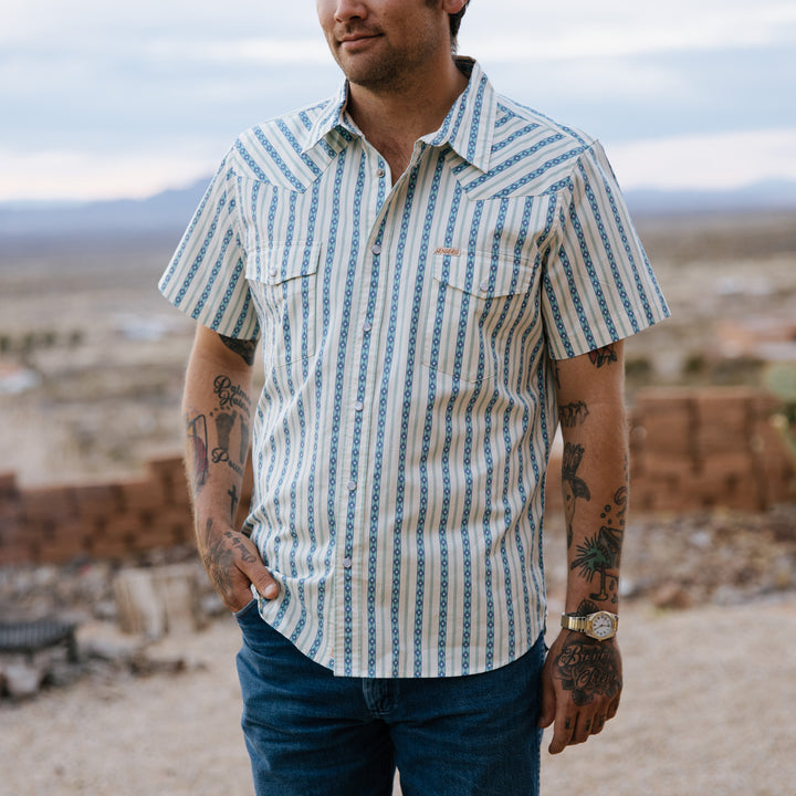 Sendero Serape Pearl Snap Short Sleeve - TEAL - Sun Diego Boardshop