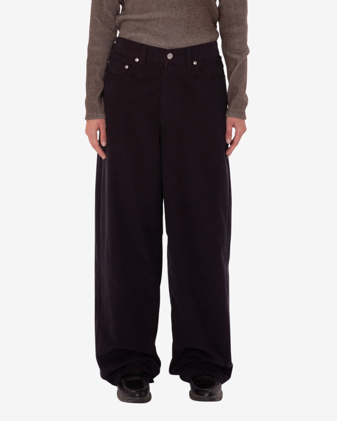 【NONCODE】Lenny Button Wide Pants Mid Waist Washed Button Wide Leg Jeans CJ409 - Acubi style