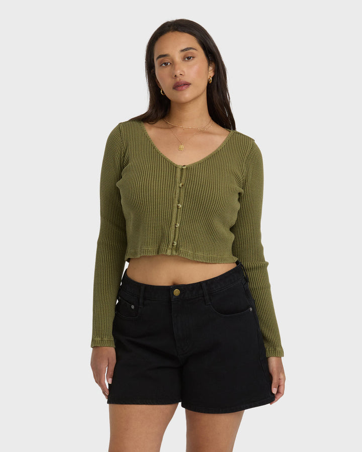 Billabong Paxton Long Sleeve Top - Military Olive - Sun Diego Boardshop