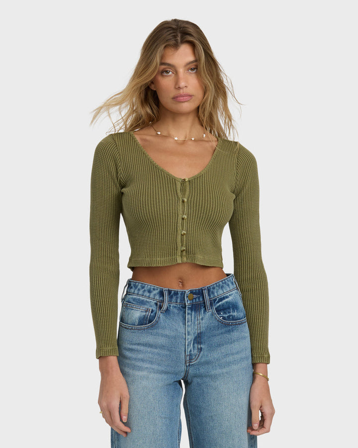 Billabong Paxton Long Sleeve Top - Military Olive - Sun Diego Boardshop