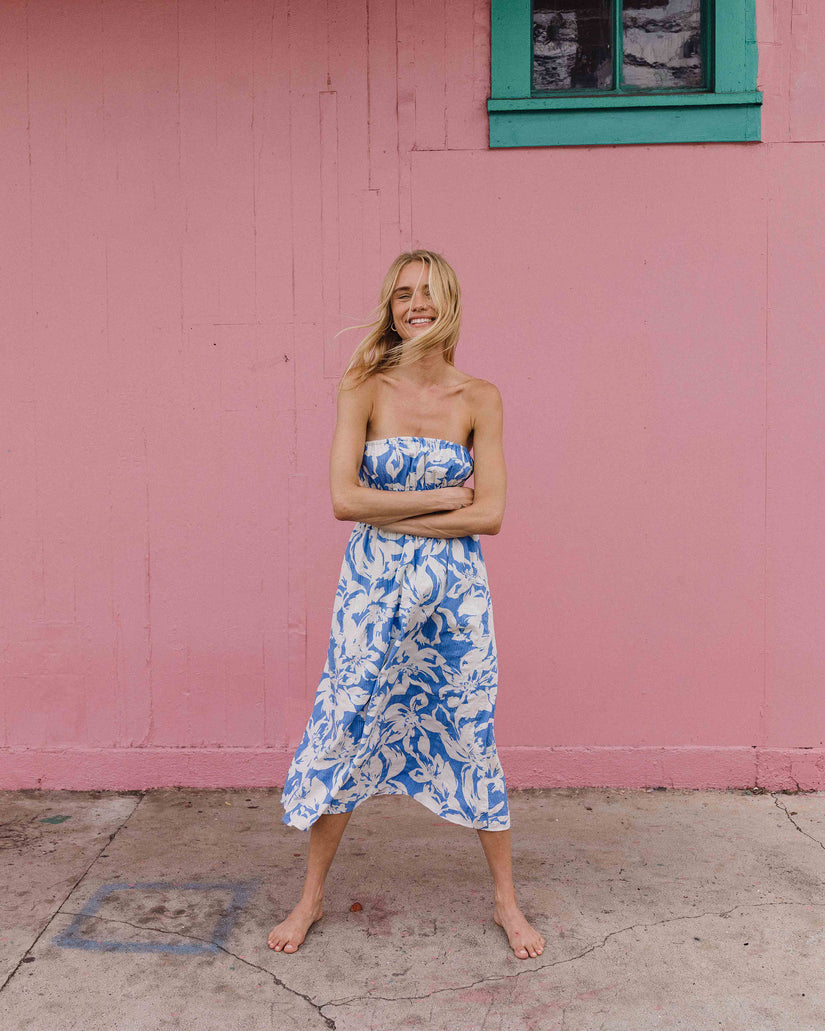 billabong dresses Billabong In The Sky Midi Dress - True Blue Trb