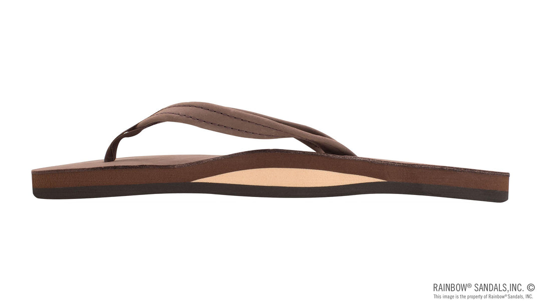 Rainbow Single Layer Premier Leather with Arch Support and a 1/2" Narrow Strap Sandals - Expresso - Sun Diego Boardshop