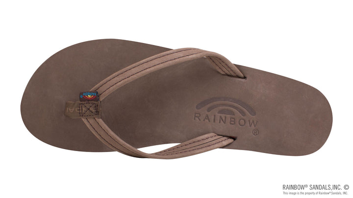 Rainbow Single Layer Premier Leather with Arch Support and a 1/2" Narrow Strap Sandals - Expresso - Sun Diego Boardshop