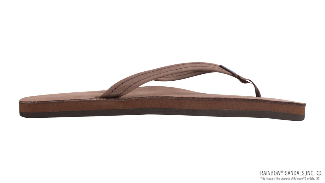 Rainbow Single Layer Premier Leather with Arch Support and a 1/2" Narrow Strap Sandals - Expresso - Sun Diego Boardshop
