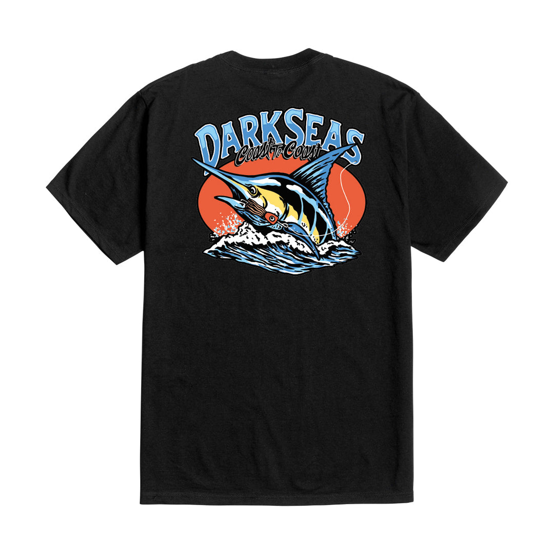 Dark Seas HOOKED UP STOCK T-SHIRT - BLACK - Sun Diego Boardshop