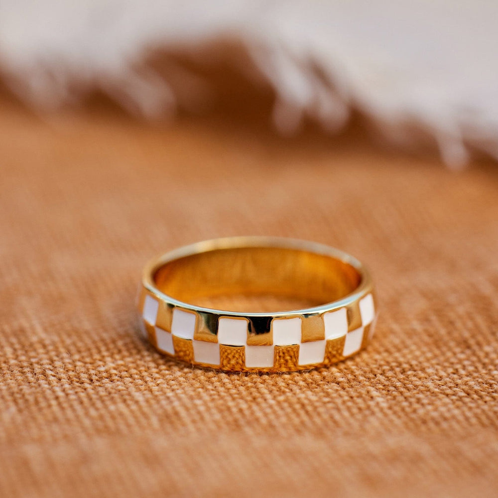 Pura Vida Bracelets Checkerboard Ring - GOLD - Sun Diego Boardshop