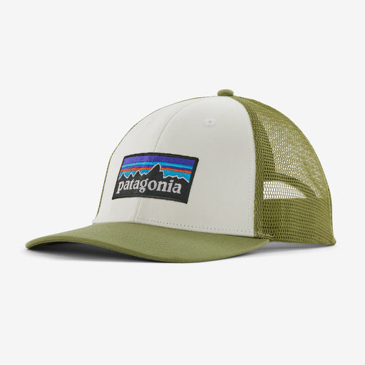 Patagonia P-6 Logo LoPro Trucker Hat - WHITE BUCKHORN GREEN