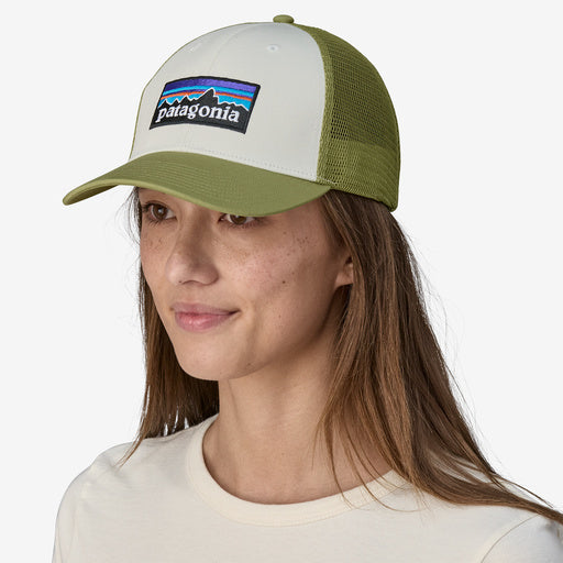 Patagonia P-6 Logo LoPro Trucker Hat - WHITE BUCKHORN GREEN - Sun Diego Boardshop