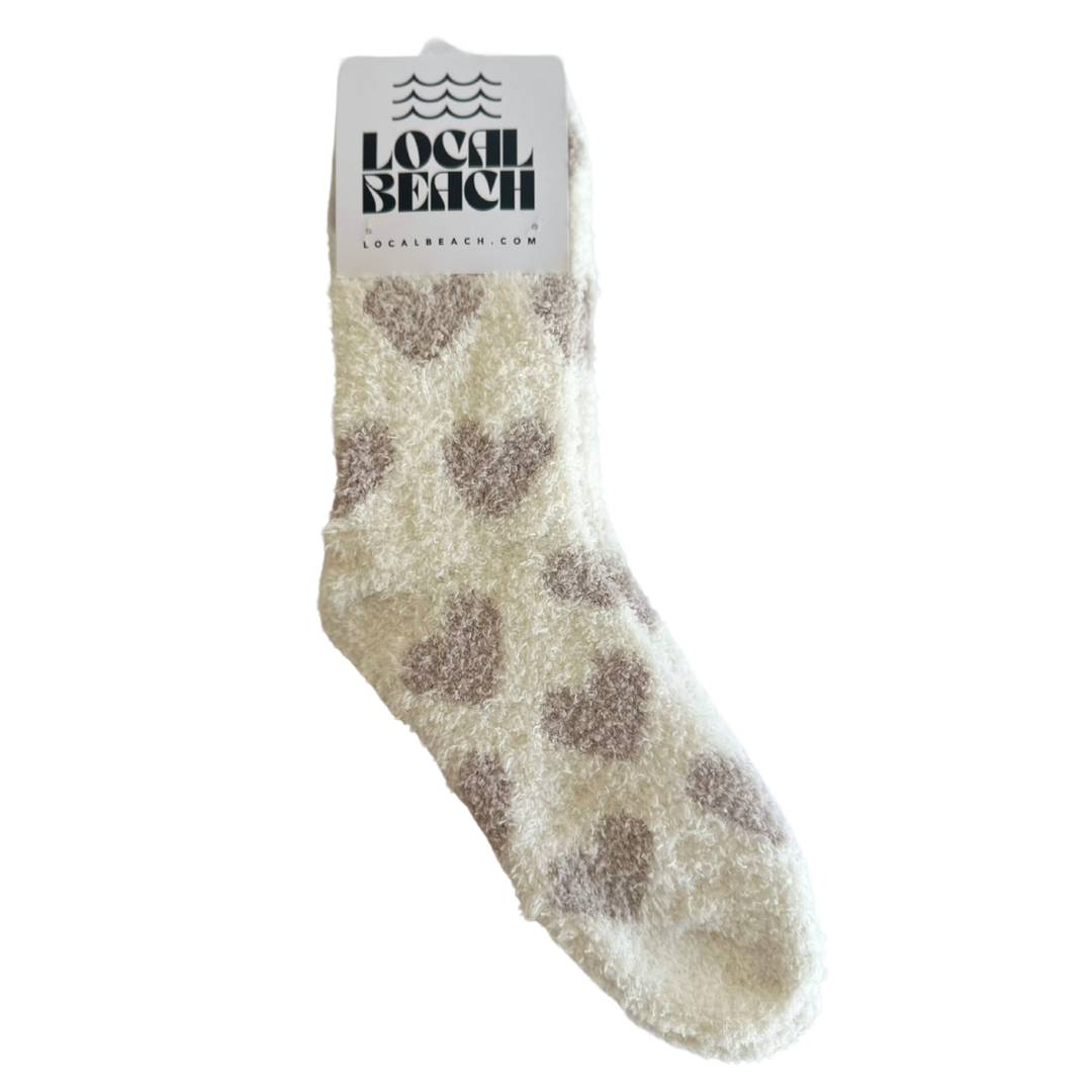 Local Beach Love Collection Heart Cozy Socks - SAND/CREAM - Sun Diego Boardshop