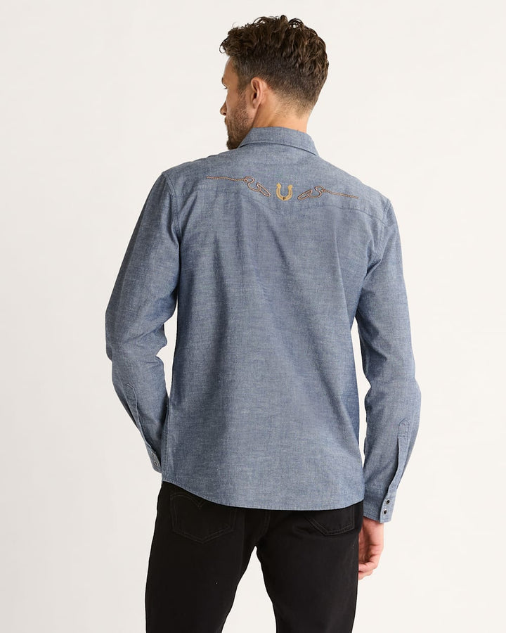 Pendleton MEN'S RODEO EMBROIDERED CHAMBRAY GAMBLER SHIRT - DARK BLUE/RODEO - Sun Diego Boardshop