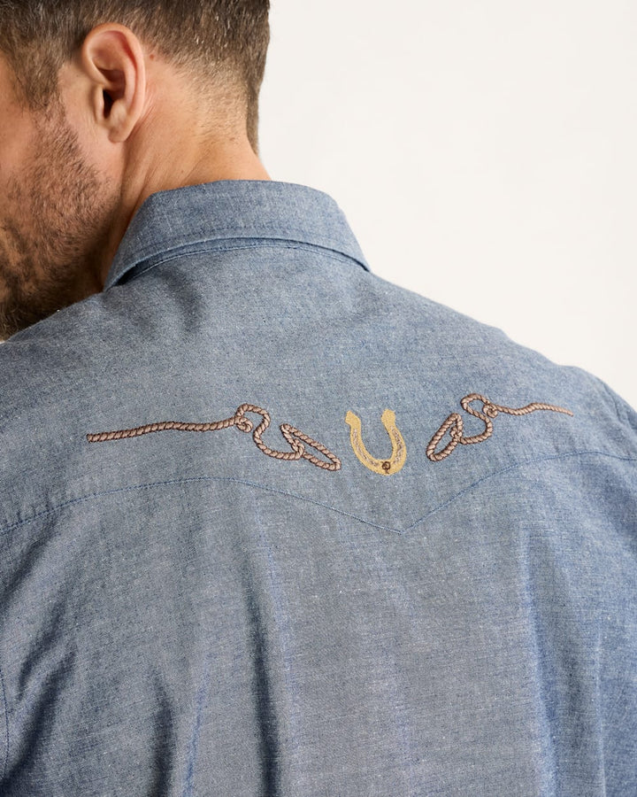 Pendleton MEN'S RODEO EMBROIDERED CHAMBRAY GAMBLER SHIRT - DARK BLUE/RODEO - Sun Diego Boardshop