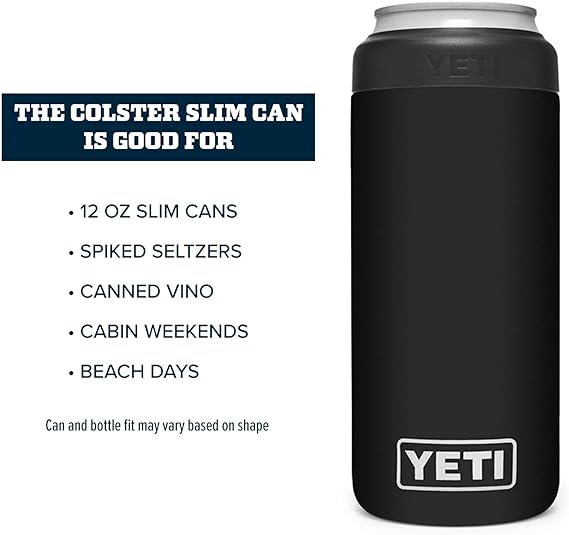 Yeti 12 Oz Colster Slim Can Cooler - Black - Sun Diego Boardshop