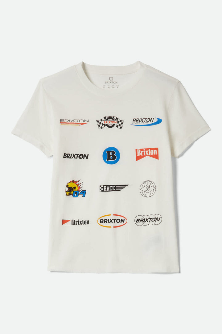 Brixton Racing Patches Crew T-Shirt - Off White - Sun Diego Boardshop