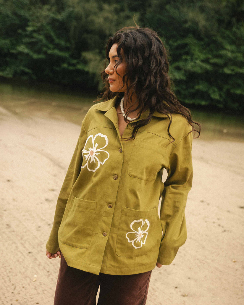 Billabong Floral Fields Shacket - Moss | Sun Diego Boardshops