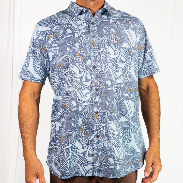 Instinct Durban Short Sleeve Button Up Shirt - Blue - Sun Diego Boardshop