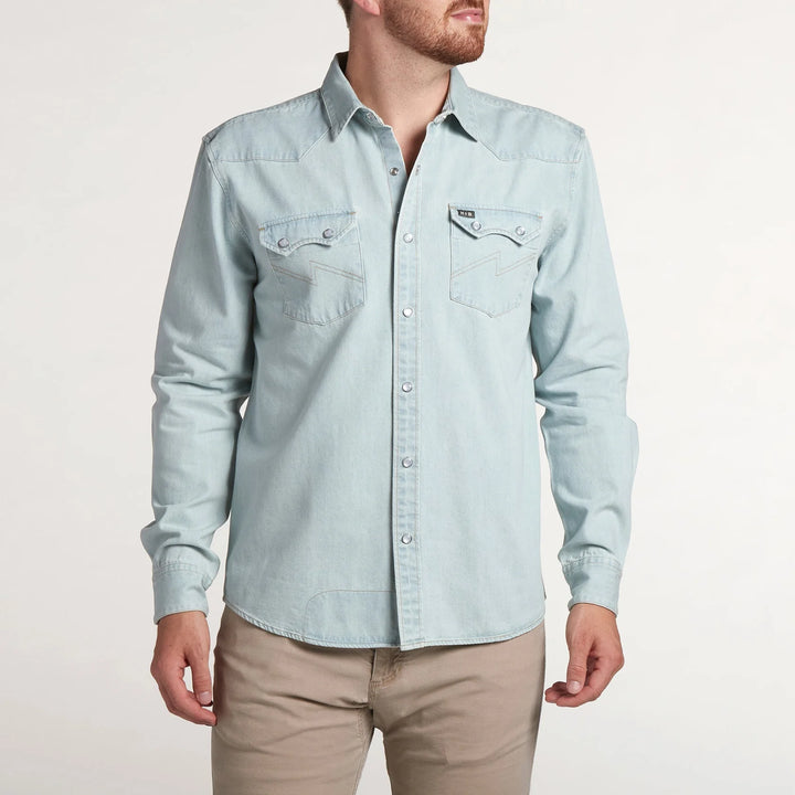 Howler Bros Dust Up Denim Snapshirt - Garth Light Wash - Sun Diego Boardshop