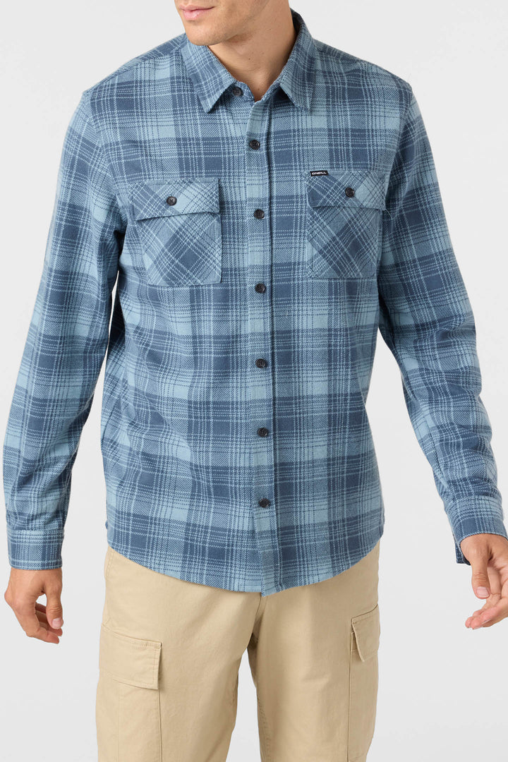 O`Neill Sutton Knit Plaid Standard Fit Long Sleeve Shirt - Citadel - Sun Diego Boardshop