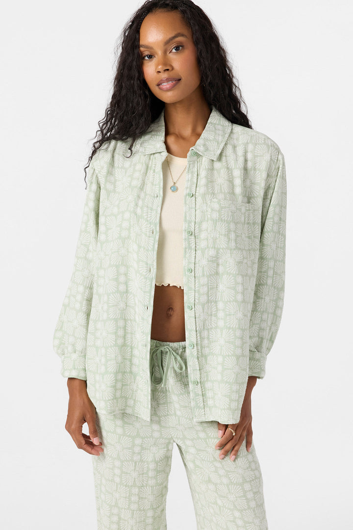 O`Neill Leni Relaxed Geo Long Sleeve Top - Seafoam - Sun Diego Boardshop