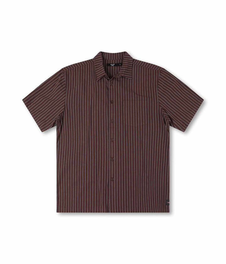 Former Reynolds Stripe Short Sleeve Shirt - Brown - Sun Diego Boardshop