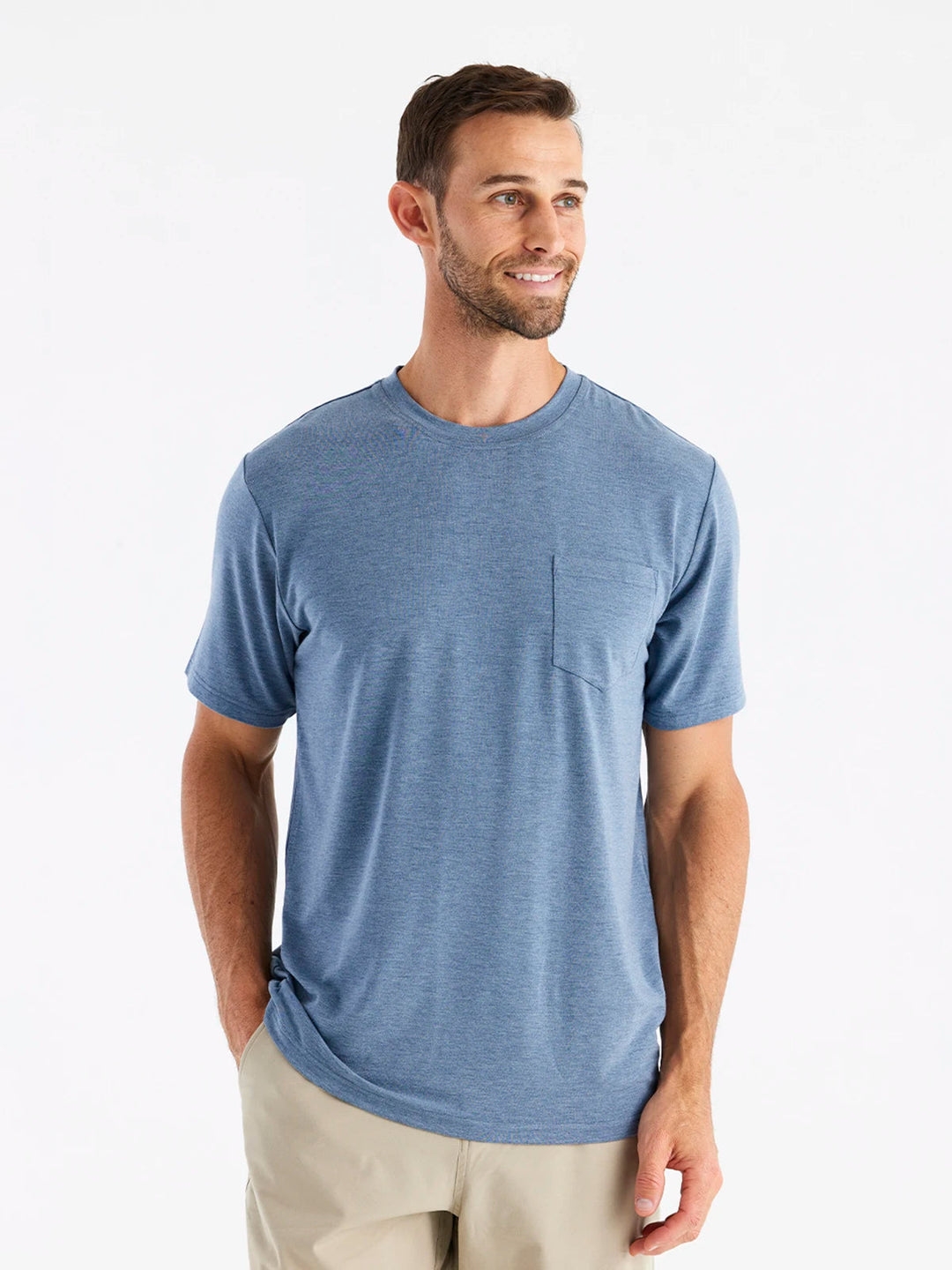 Free Fly Men's Bamboo Flex Pocket Tee - HEATHER DEEPWATER - Sun Diego Boardshop