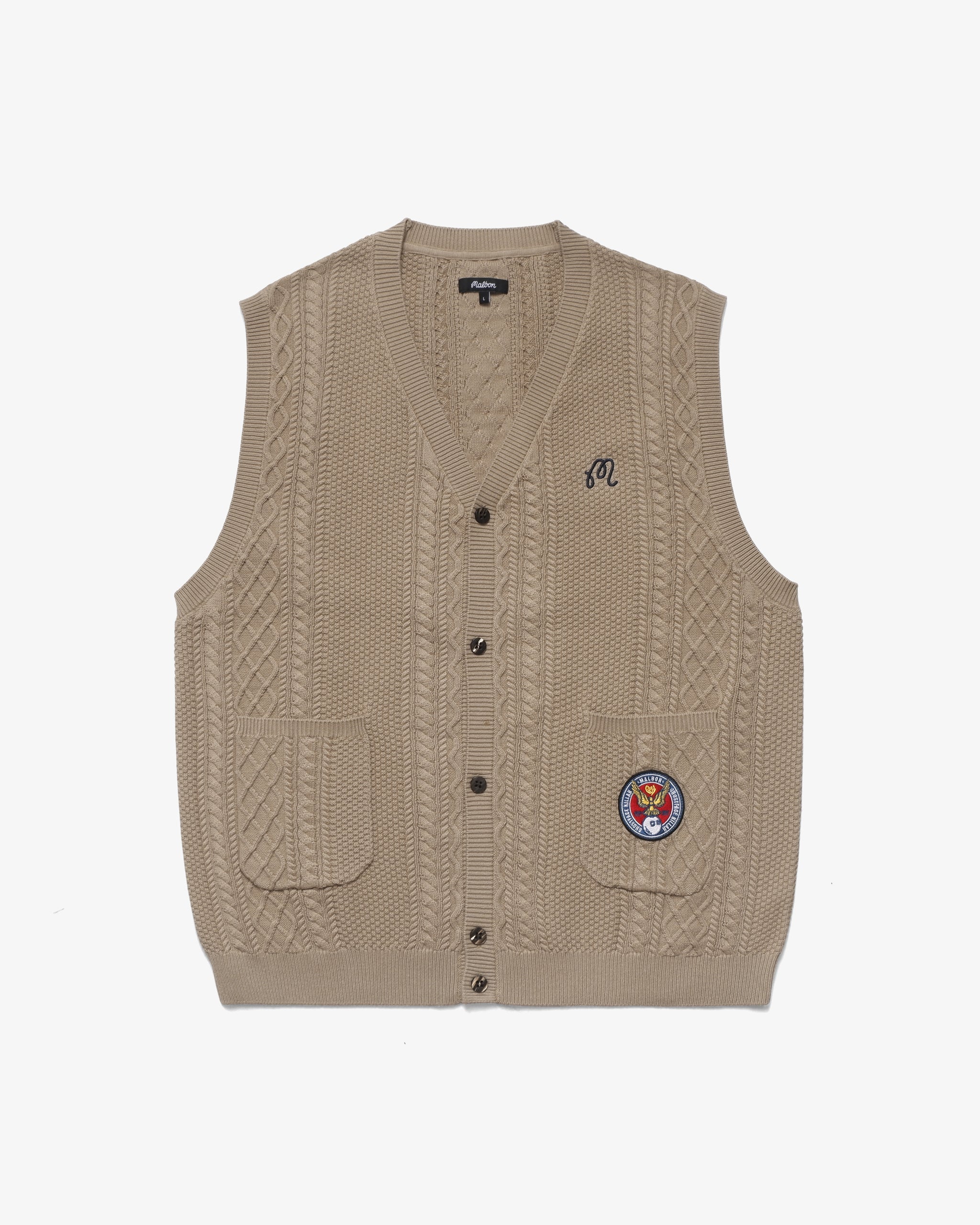 【MALBON】Back Bucket Woven Pull Zip-Up Vest■WOMAN M-9043-KHAKI_1.jpg?v=1732746958