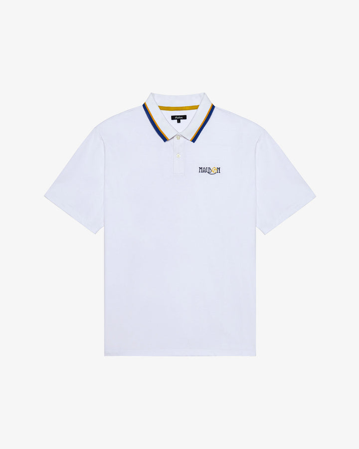 Malbon Grasse Pique Polo - White - Sun Diego Boardshop