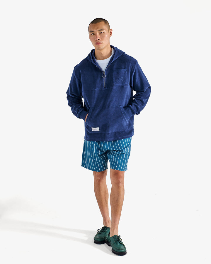 Malbon Castello French Terry Quarter Zip Hoodie - Ocean - Sun Diego Boardshop