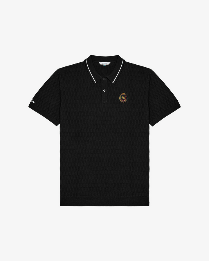 Malbon Crest Knit Polo - Black - Sun Diego Boardshop