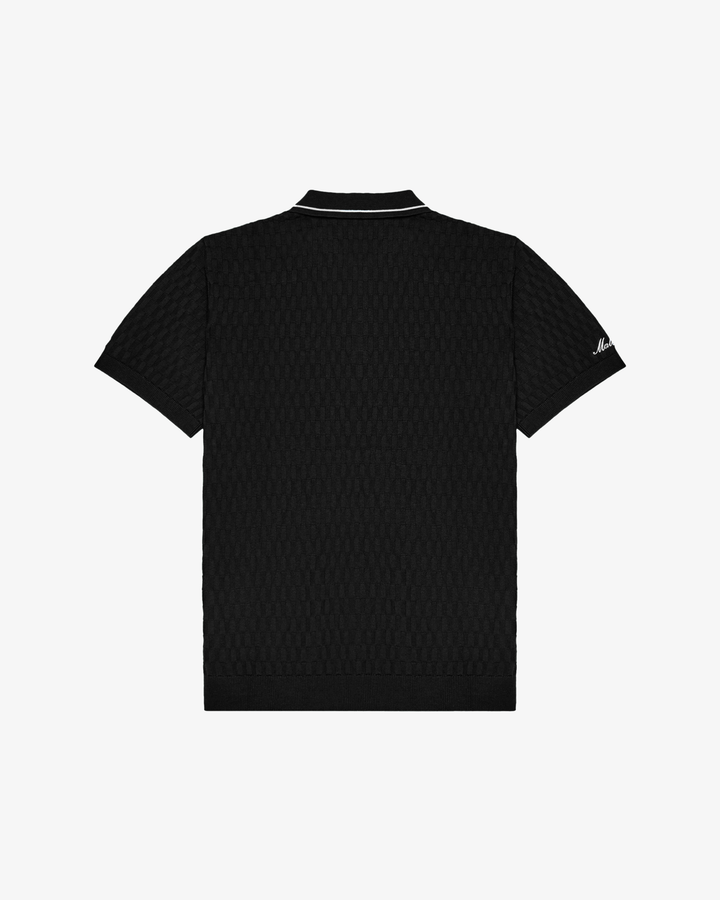 Malbon Crest Knit Polo - Black - Sun Diego Boardshop