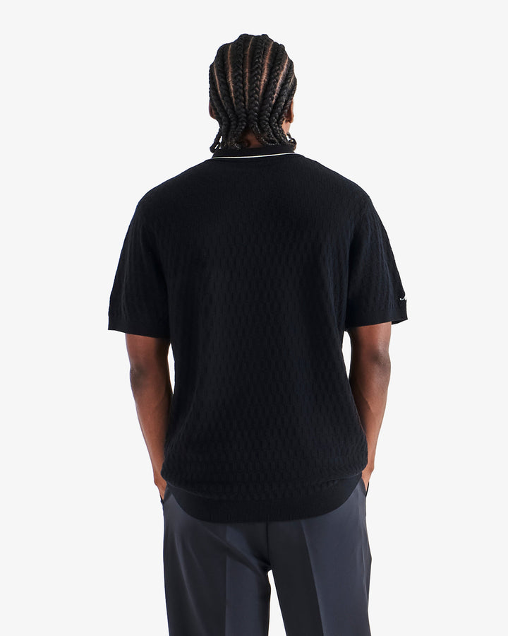 Malbon Crest Knit Polo - Black - Sun Diego Boardshop