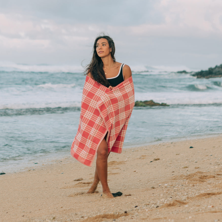 SLOWTIDE Palaka Premium Woven Towel - GUAVA - Sun Diego Boardshop