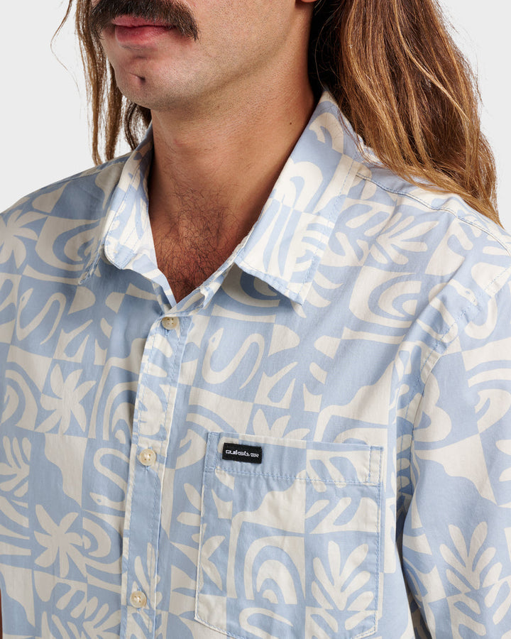 Quiksilver Terra Classic Stretch Short Sleeve Shirt - Ashley Blue - Sun Diego Boardshop