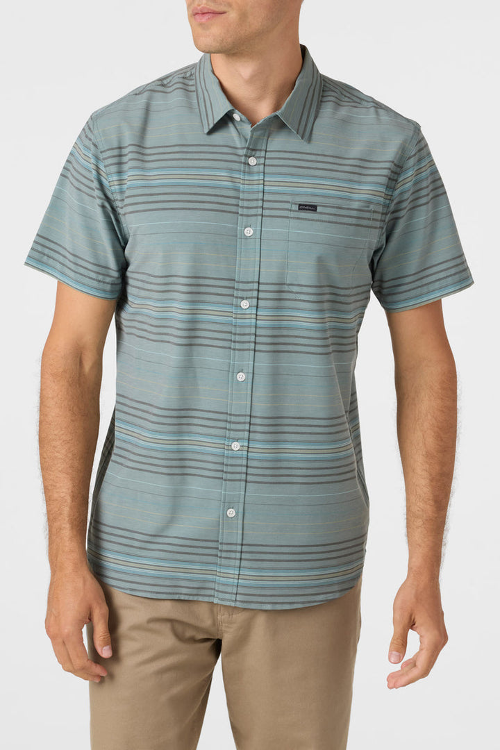 O'Neill TRVLR UPF TRAVERSE STRIPE STANDARD FIT SHIRT - SAGE - Sun Diego Boardshop