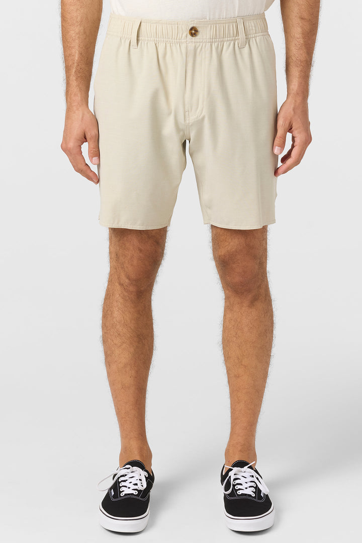 O`Neill Reserve Light Check Scallop Elastic Waist 18" Hybrid Shorts - Light Khaki 2 - Sun Diego Boardshop