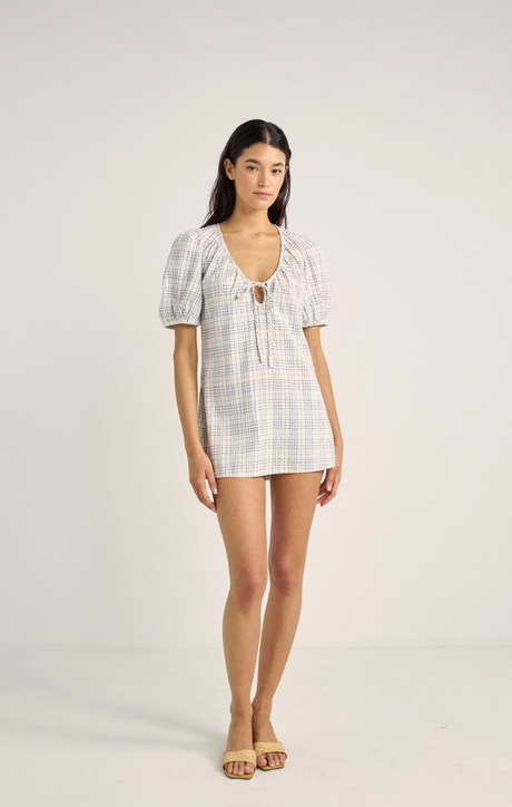 Rhythm Desi Plaid Mini Dress - Blue