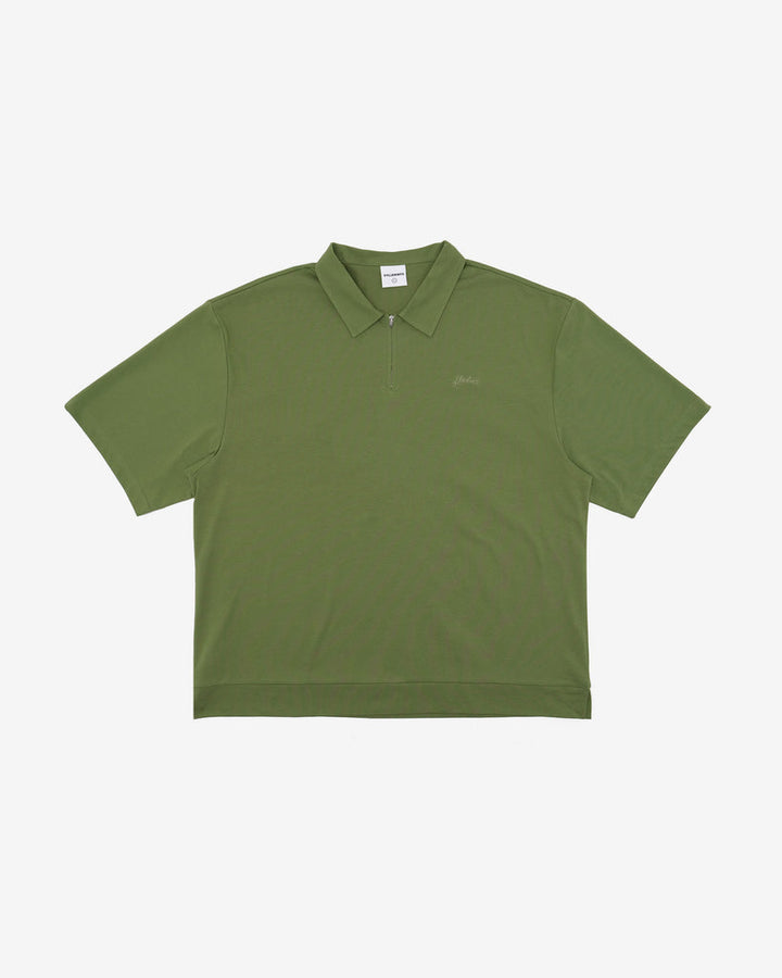 Students Golf Lanser Short Sleeve Jersey Zip Polo Shirt - Military - Sun Diego Boardshop