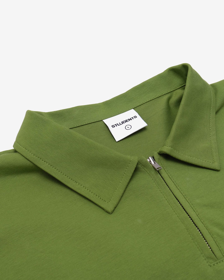 Students Golf Lanser Short Sleeve Jersey Zip Polo Shirt - Military - Sun Diego Boardshop