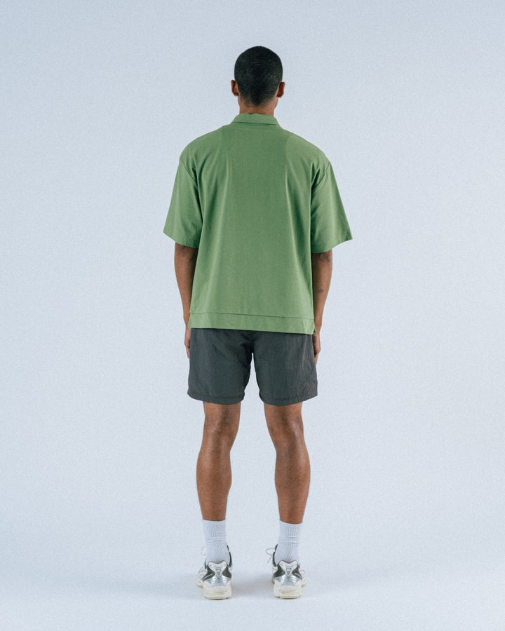 Students Golf Lanser Short Sleeve Jersey Zip Polo Shirt - Military - Sun Diego Boardshop