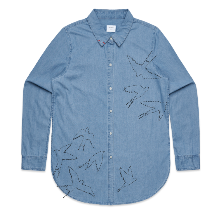 SunDiego SWALLOW STICH LS Woven  - Denim - Sun Diego Boardshop
