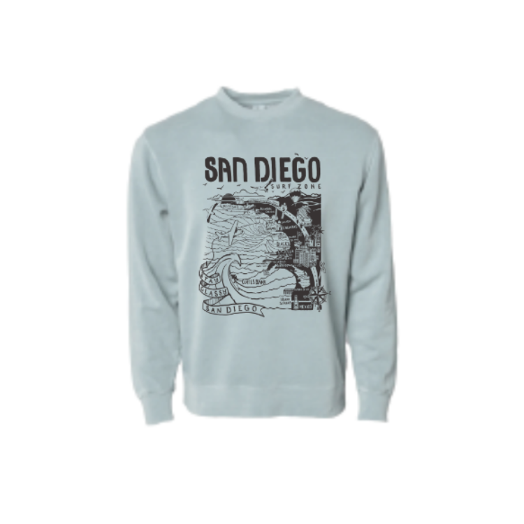 SunDiego WOMEN'S MAP FLEECE - SAGE/BLACK - Sun Diego Boardshop