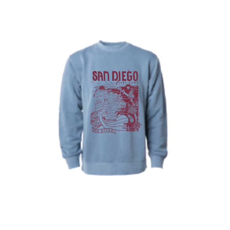 SunDiego WOMEN'S MAP FLEECE - SLATE/MAROON - Sun Diego Boardshop
