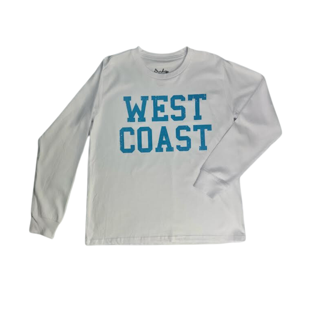 Sun Diego Long Sleeve West Coast Crop Tee - Whiteblue - Sun Diego Boardshop