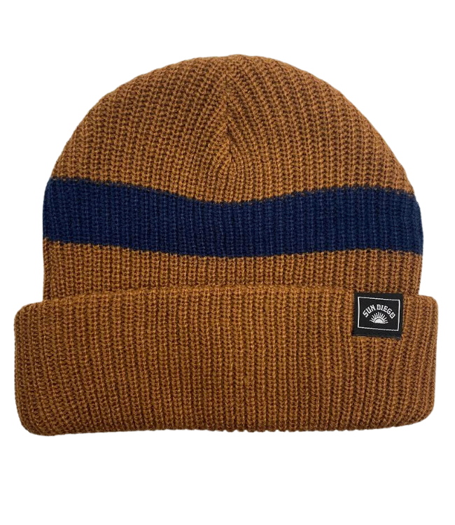 Sun Diego Reserve Solid Beanie - Brown/Navy - Sun Diego Boardshop